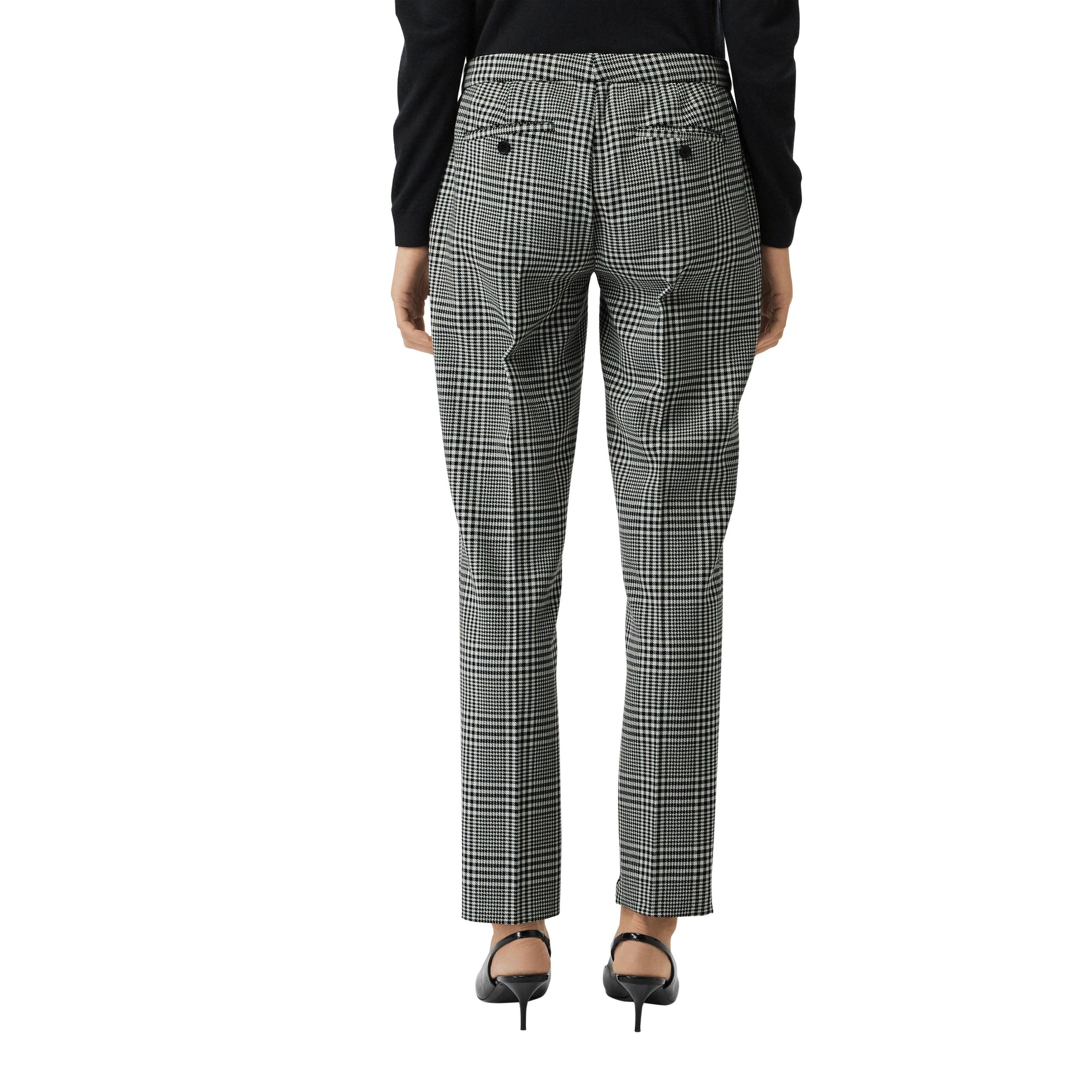 Pantalon droit en laine à motif check Prince de Galles - Mist Green Check