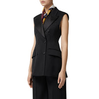 Veste à double boutonnage sans manches en laine - Black