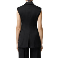 Veste à double boutonnage sans manches en laine - Black