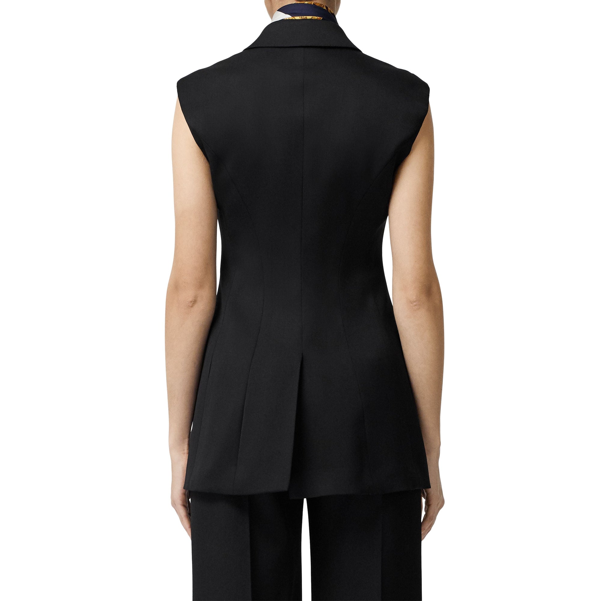 Veste à double boutonnage sans manches en laine - Black