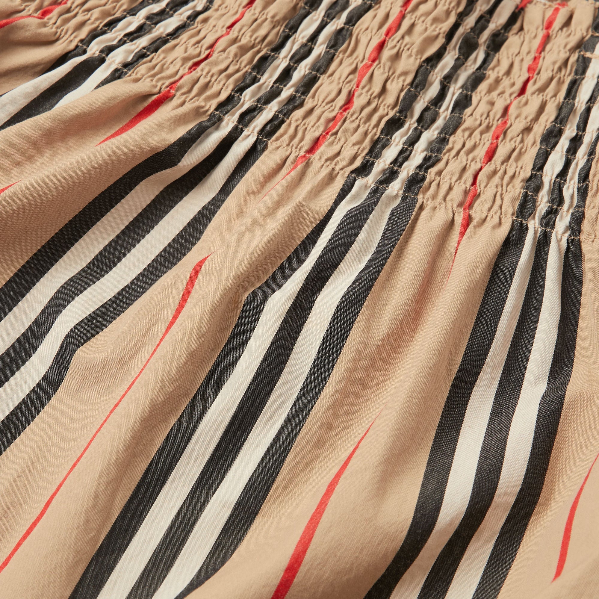 Robe en coton à rayures iconiques et smocks - Archive Beige