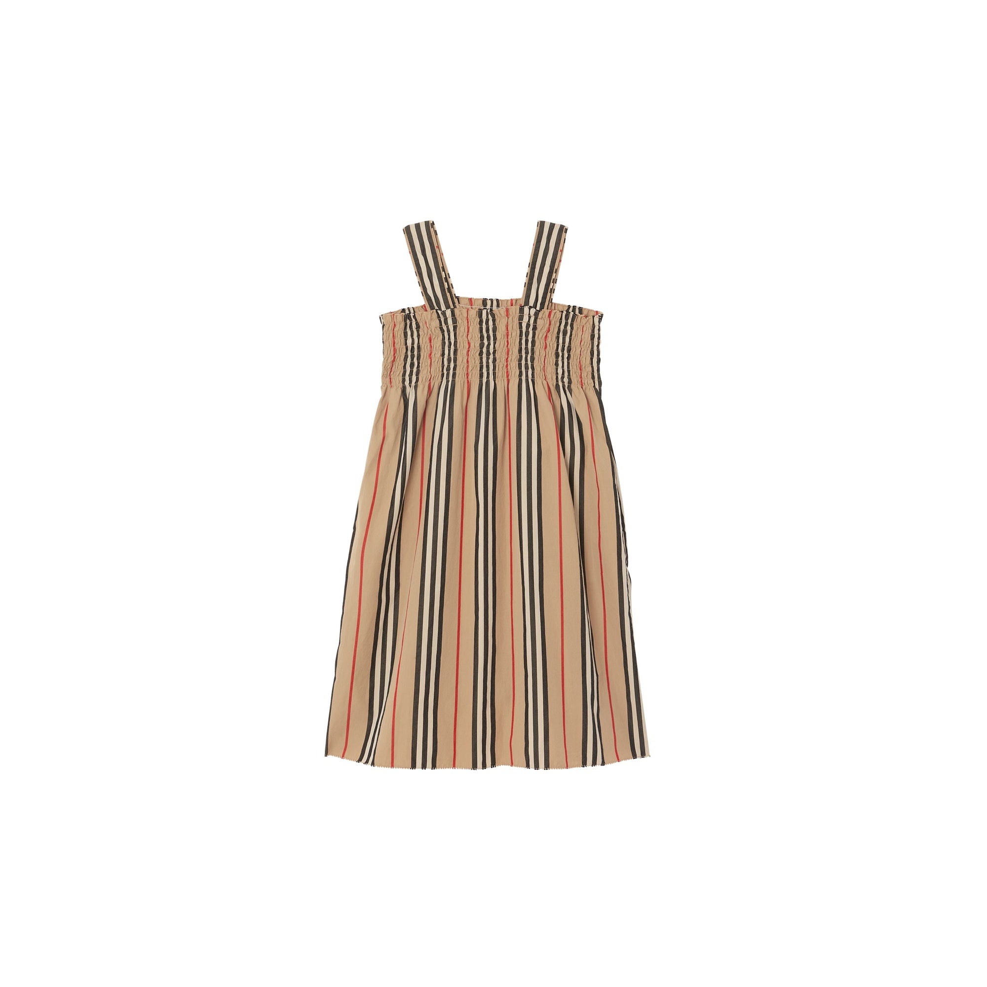 Robe en coton à rayures iconiques et smocks - Archive Beige