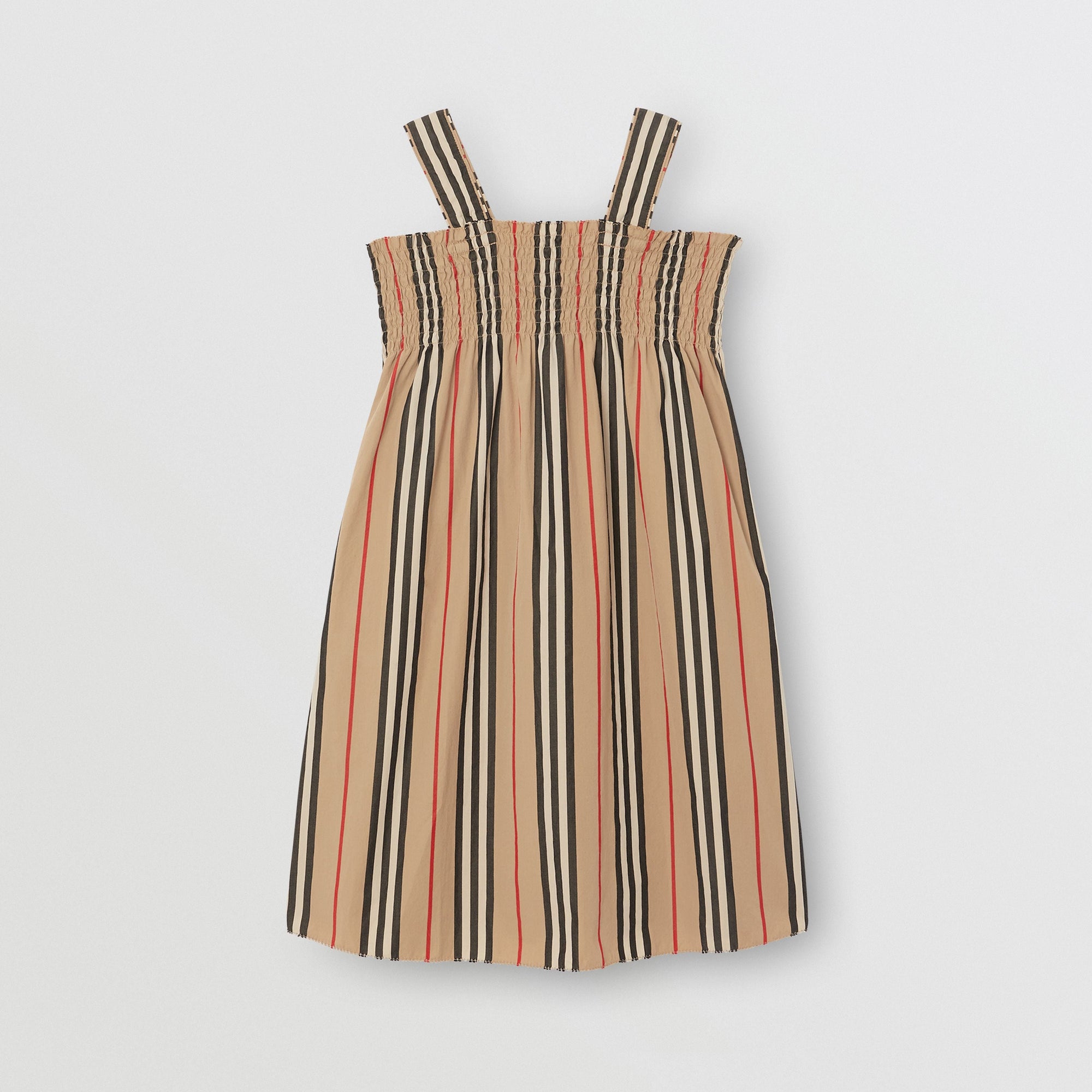 Robe en coton à rayures iconiques et smocks - Archive Beige