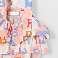 Combinaison en coton et soie à logo et volants - Pale Rose