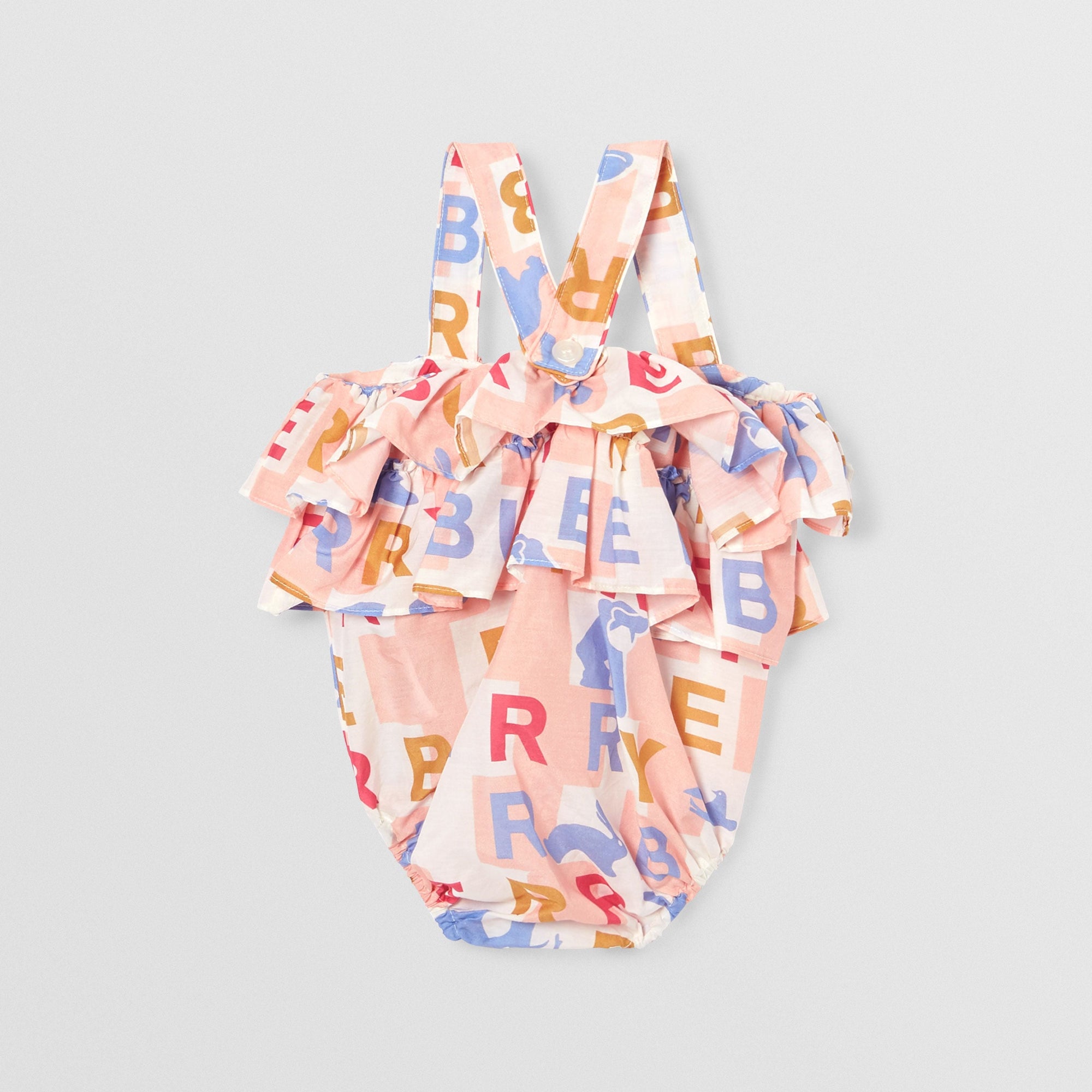 Combinaison en coton et soie à logo et volants - Pale Rose