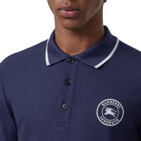 Polo en coton à manches longues et logo brodé - Navy