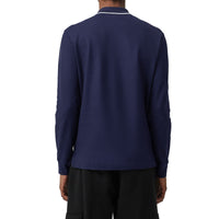 Polo en coton à manches longues et logo brodé - Navy