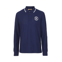 Polo en coton à manches longues et logo brodé - Navy