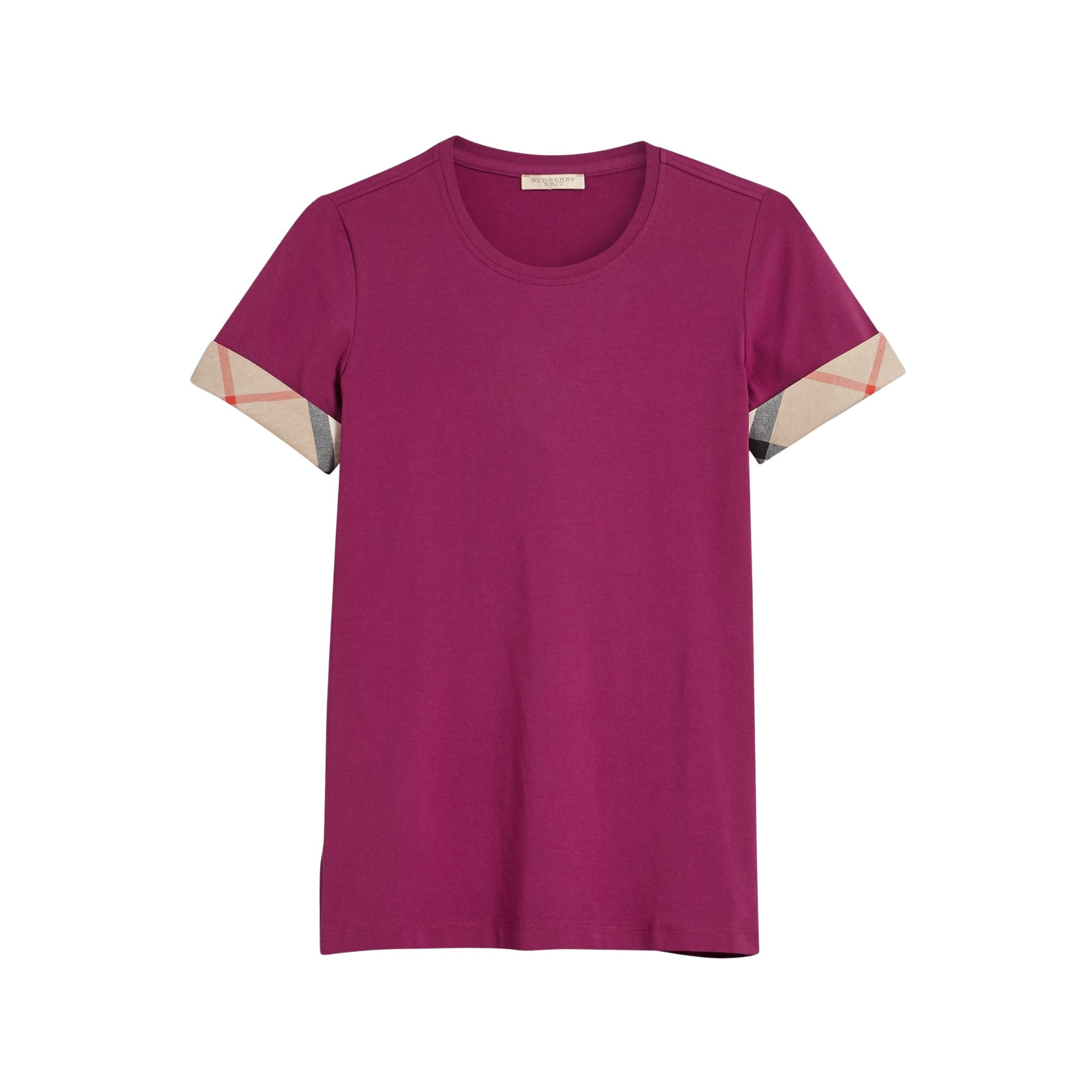 T-shirt en coton stretch à motif check - Magenta Pink
