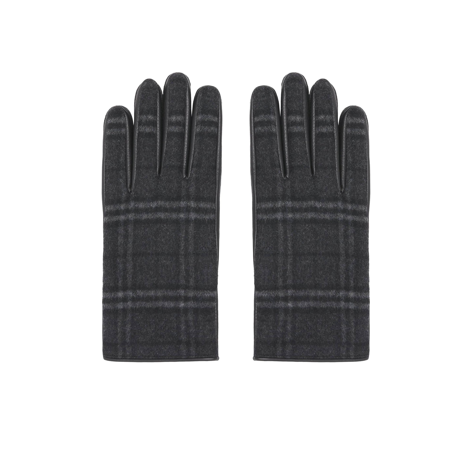 Gants à motif Check en laine - Charcoal