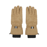 Gants en gabardine de coton et cuir - Toasted Walnut