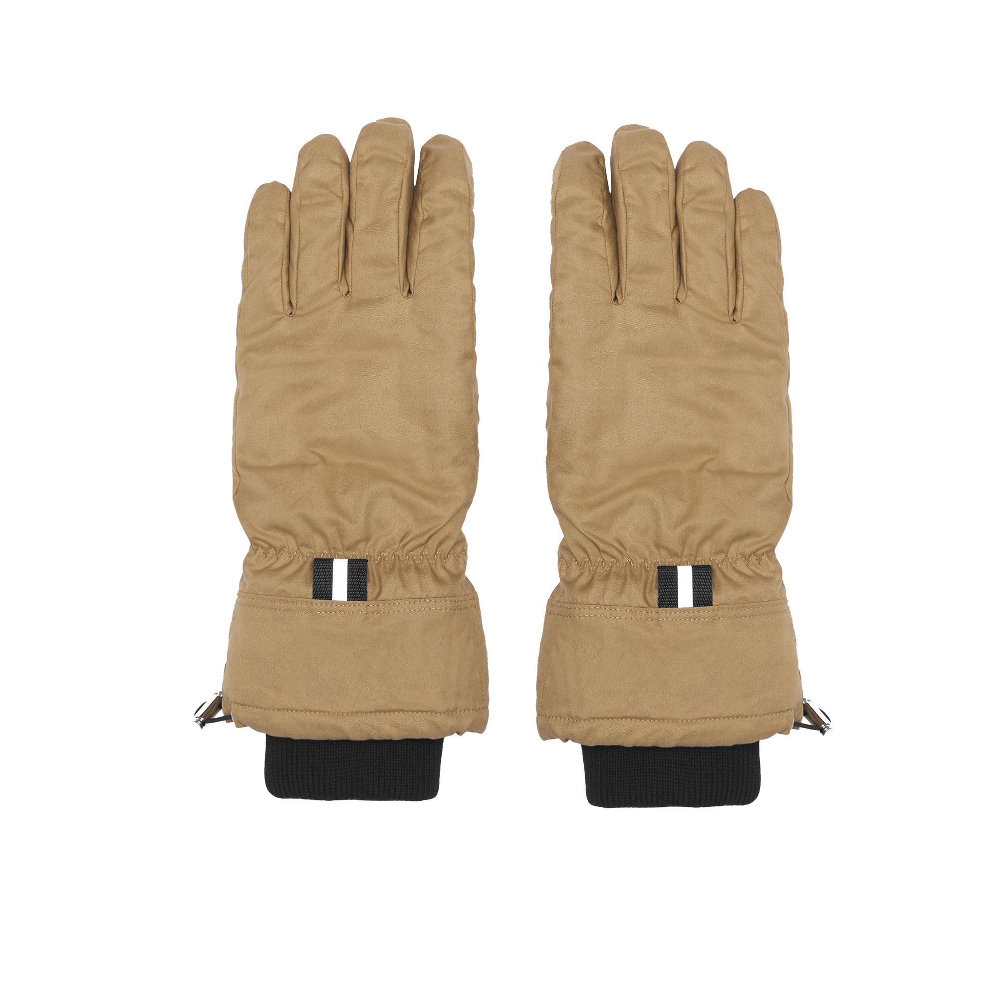 Gants en gabardine de coton et cuir - Toasted Walnut