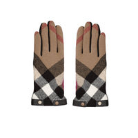 Gants en laine et cuir à motif Check - Black