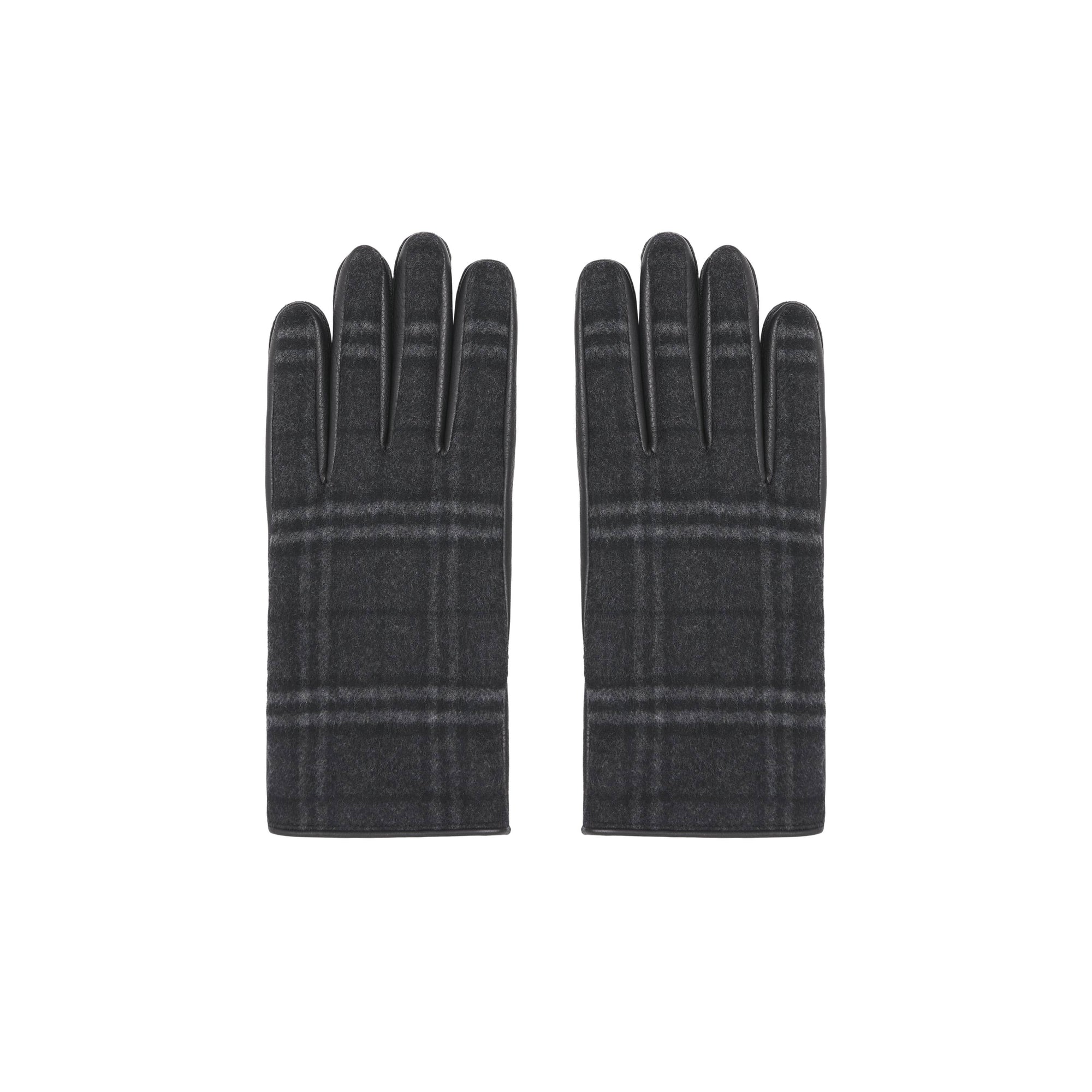 Gants à motif Check en laine - Charcoal