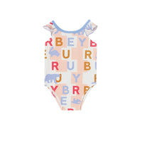 Maillot de bain à logo avec volants - Pale Rose