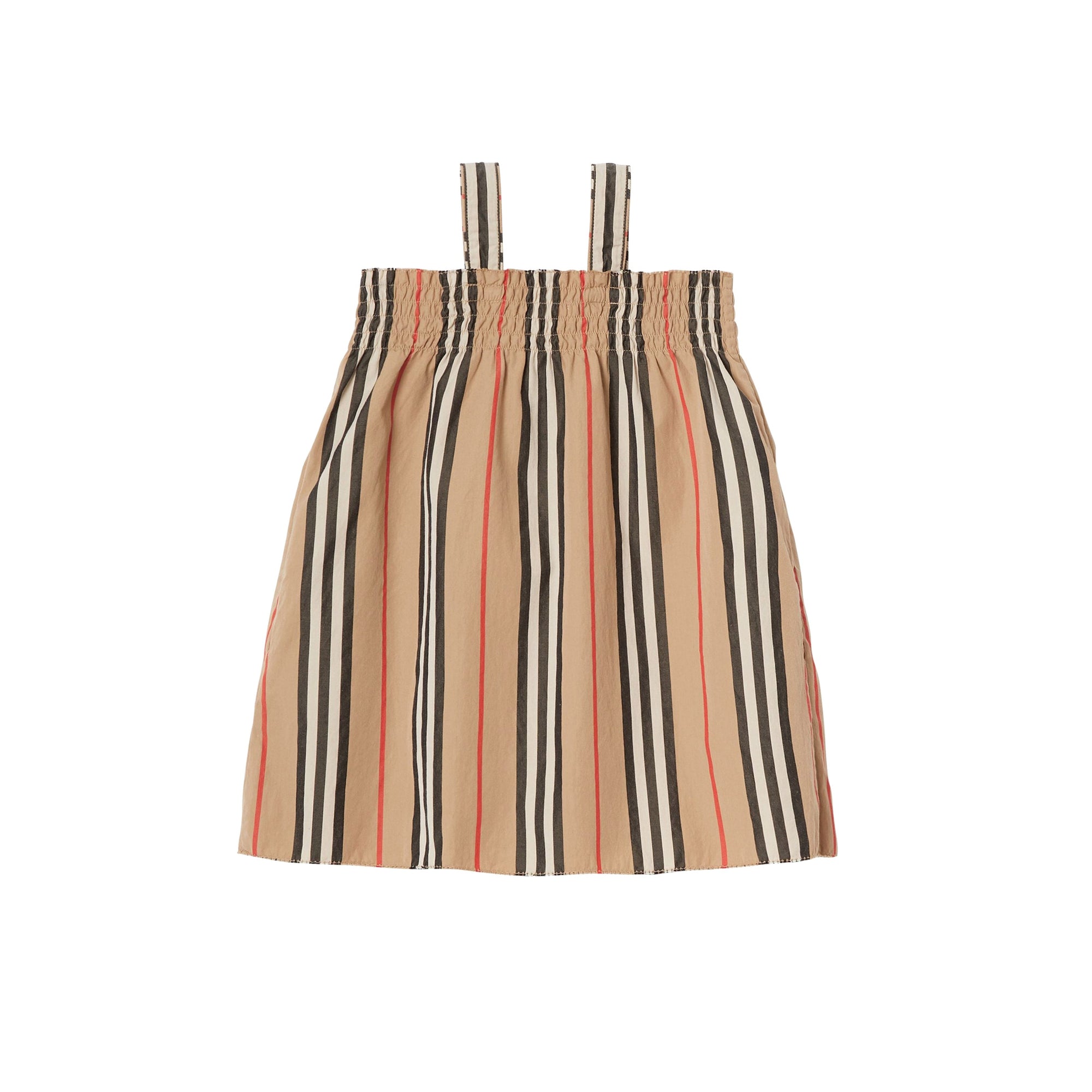 Robe en coton à rayures iconiques et smocks - Archive Beige