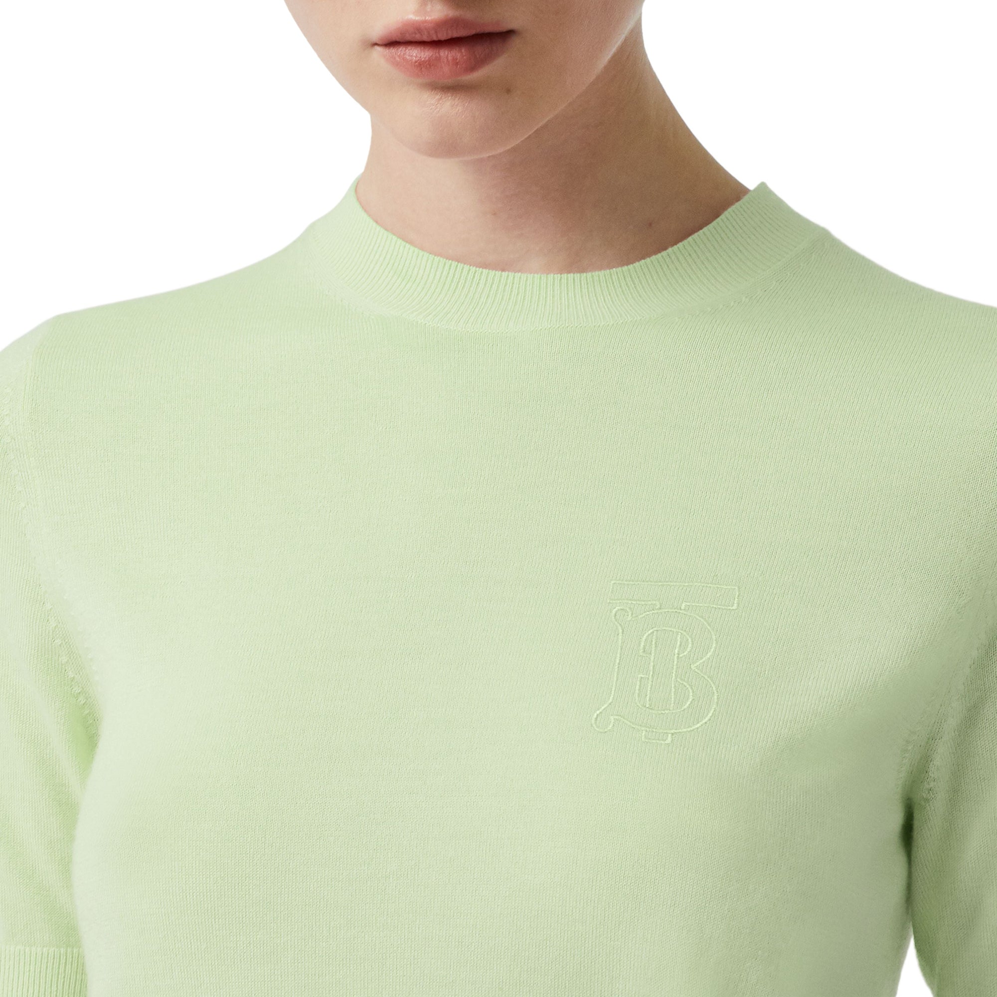 Top en cachemire à motif monogramme - Pistachio