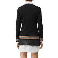 Pull en laine mérinos à rayures iconiques - Black