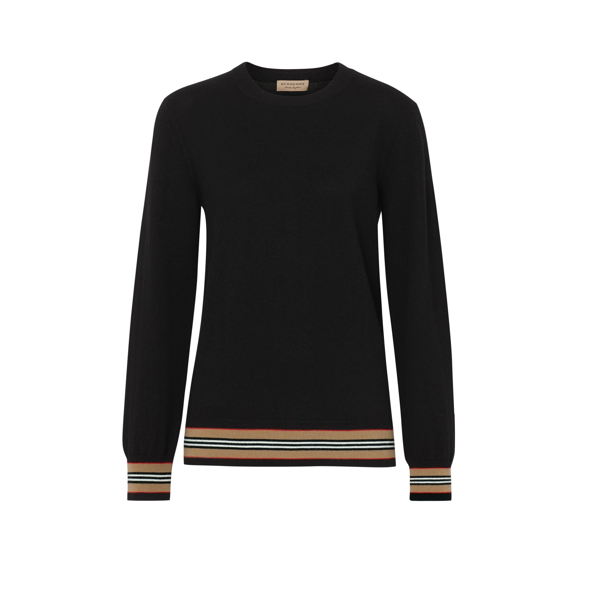 Pull en laine mérinos à rayures iconiques - Black