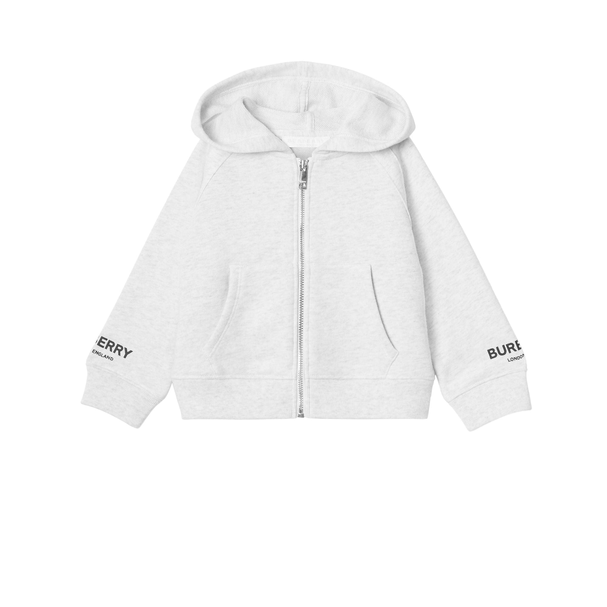 Veste à capuche en coton avec logo imprimé - White Melange