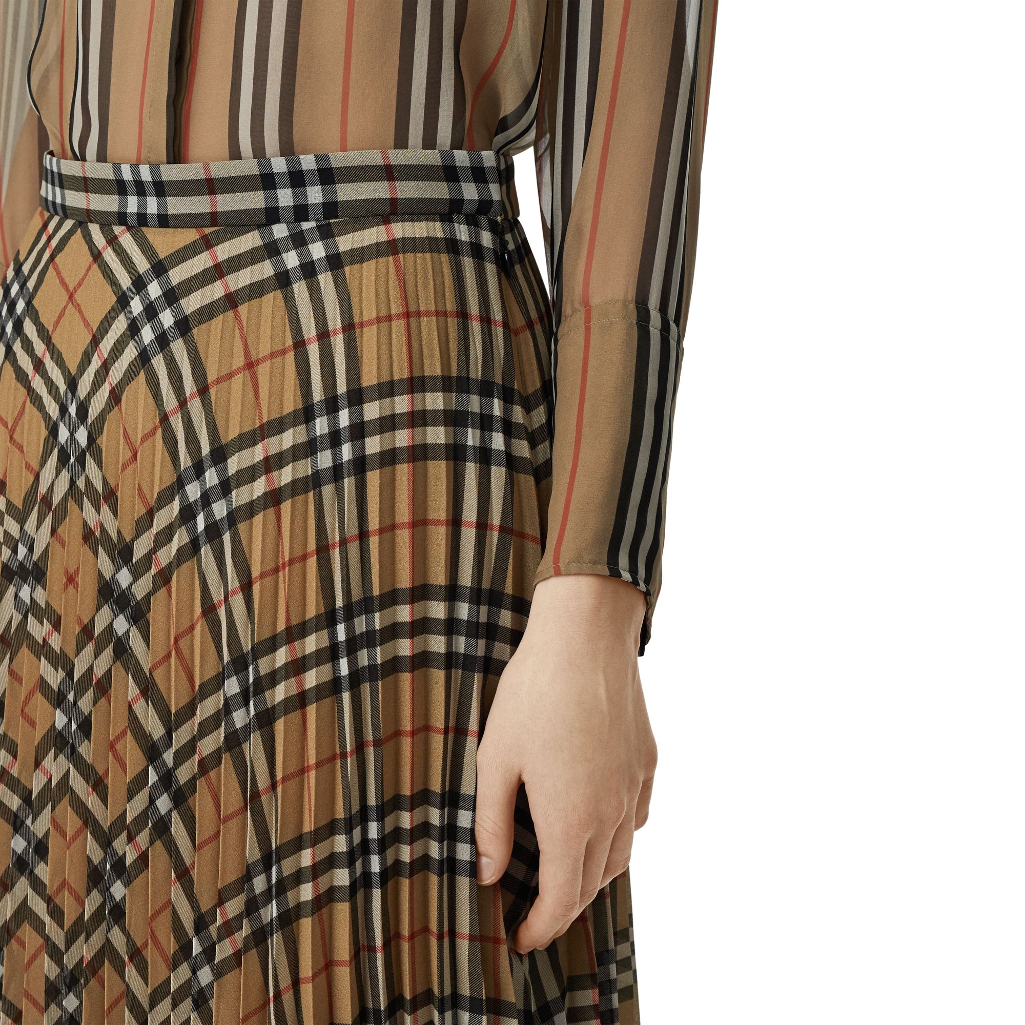Jupe plissée en mousseline Vintage Check - Archive Beige Check
