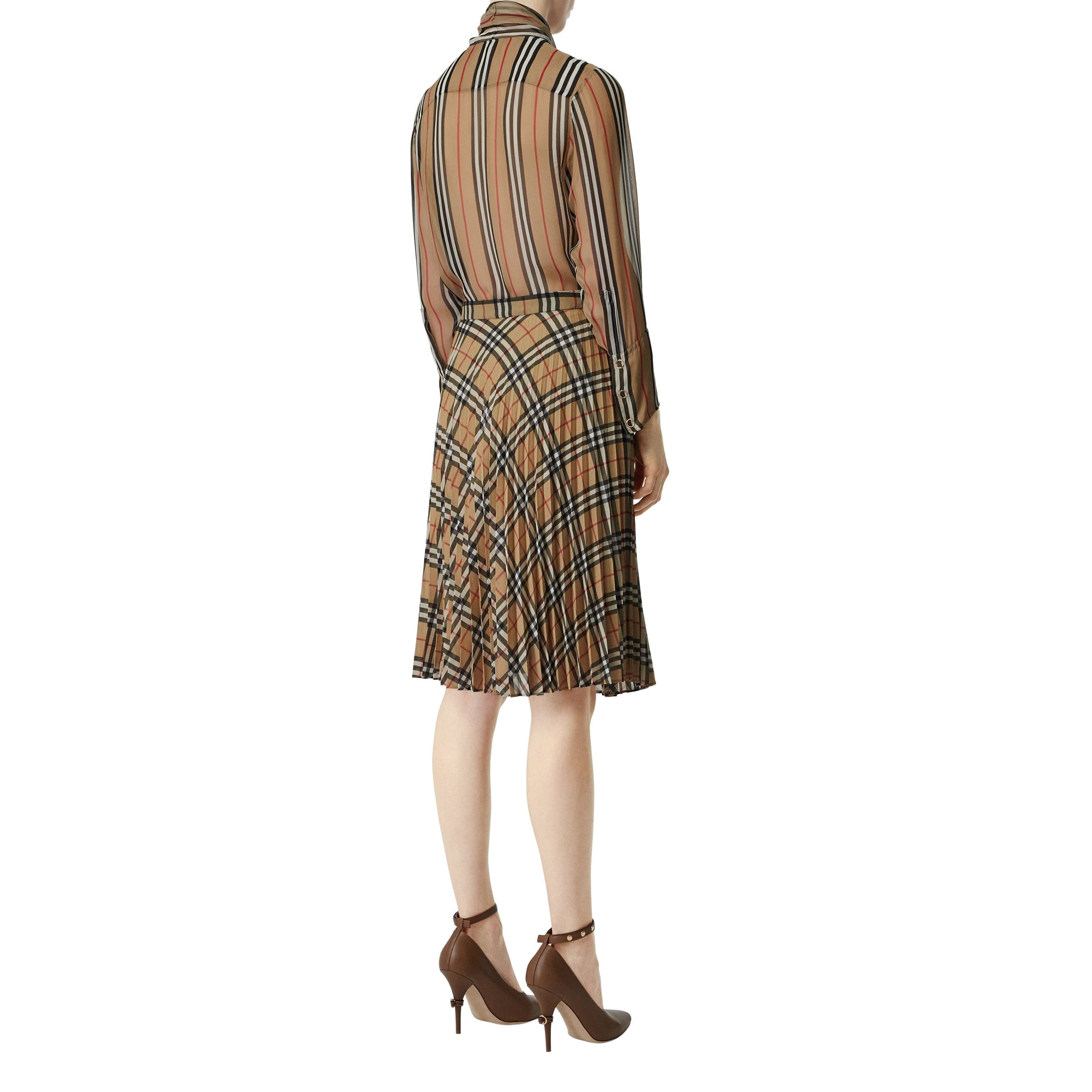 Jupe plissée en mousseline Vintage Check - Archive Beige Check