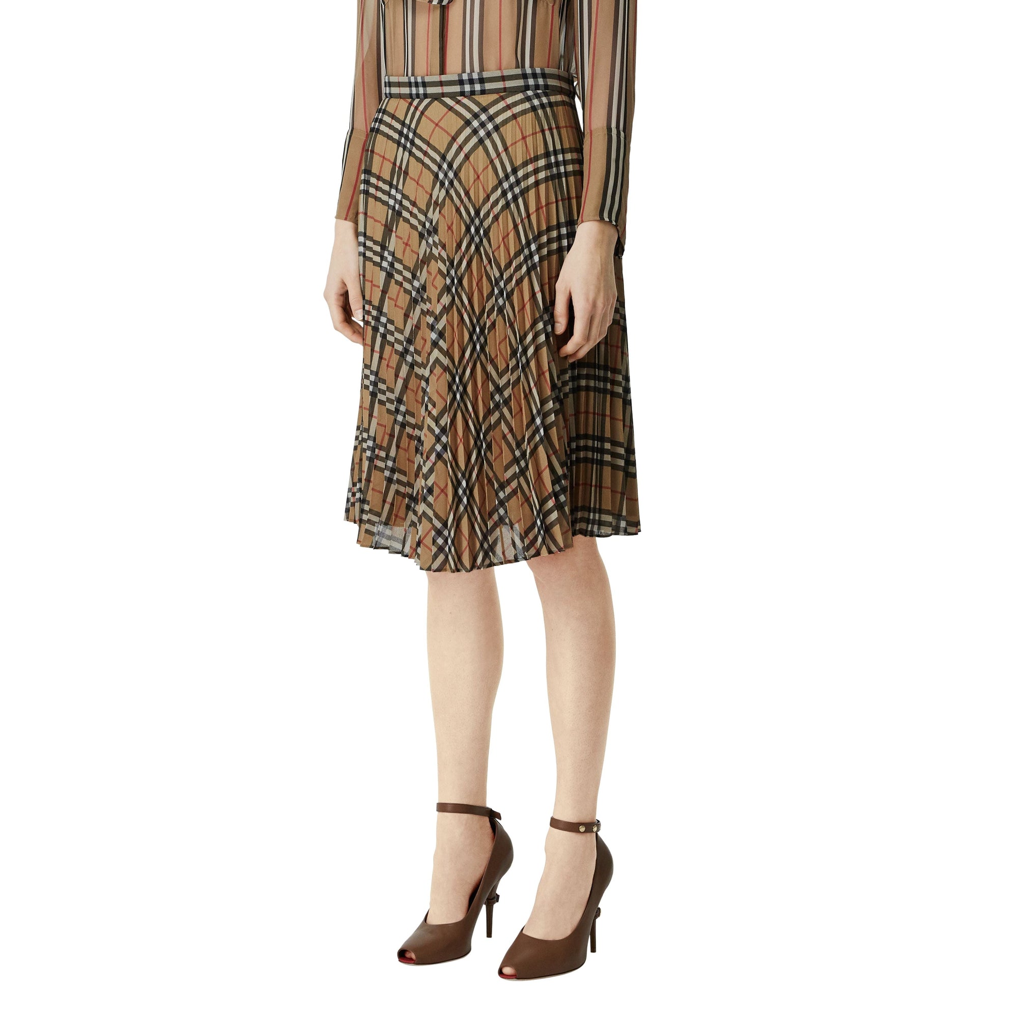 Jupe plissée en mousseline Vintage Check - Archive Beige Check