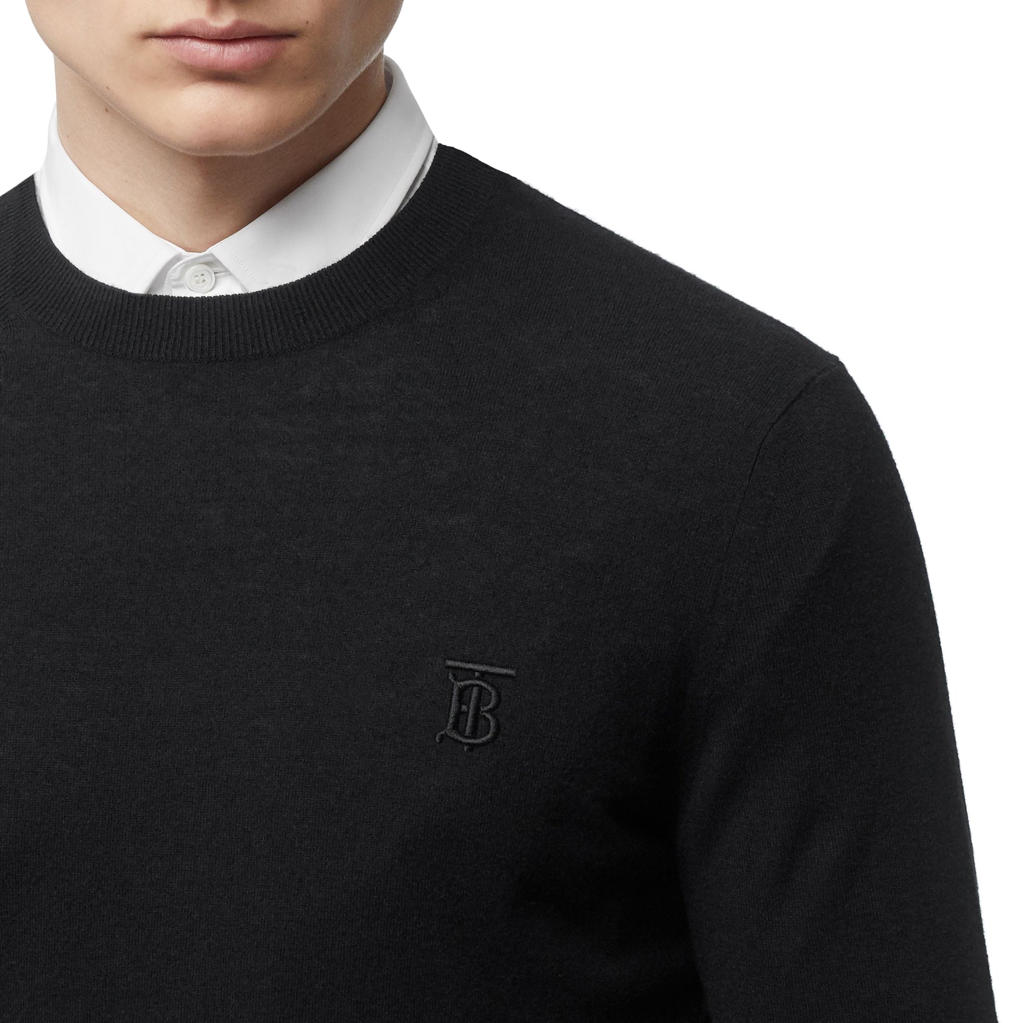 Pull en cachemire à motif monogramme - Black