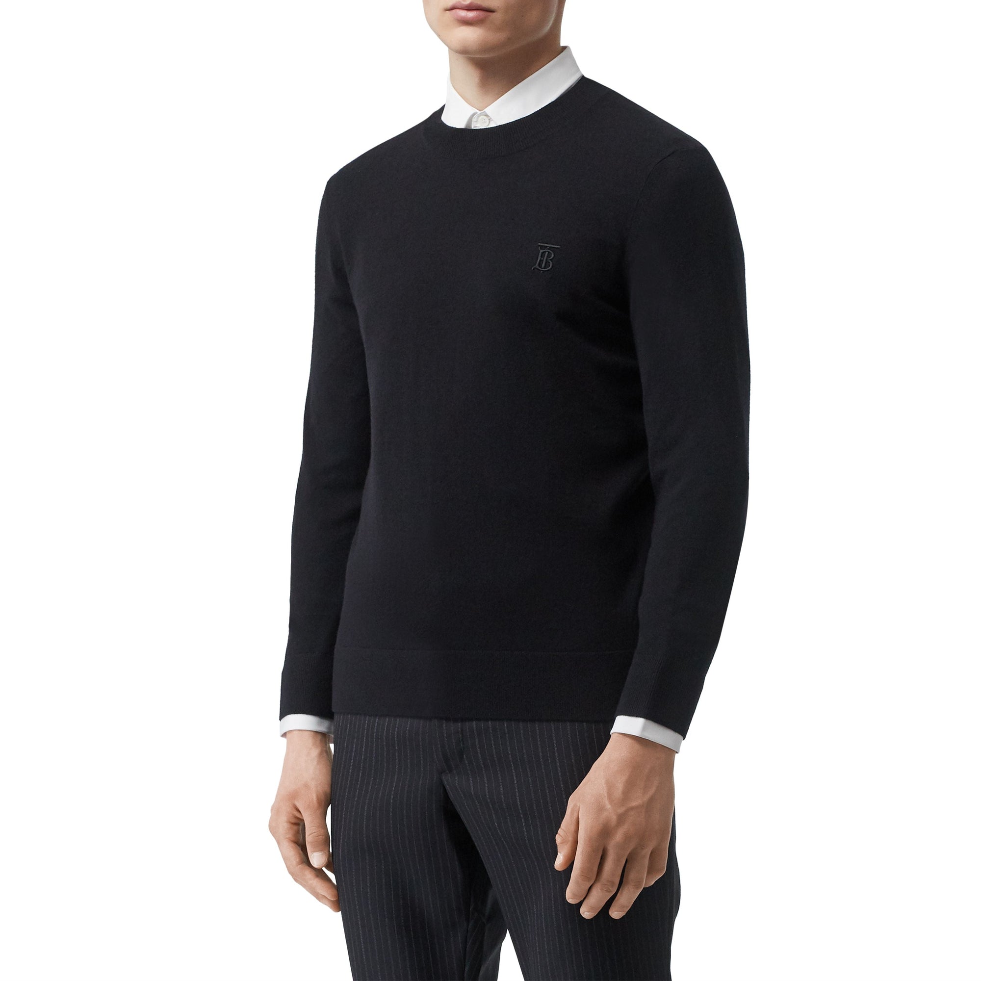 Pull en cachemire à motif monogramme - Black