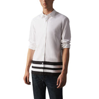 Chemise en coton extensible avec ourlets à larges bandes - White