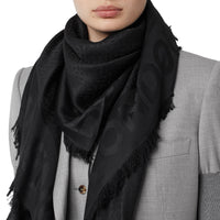 Grand carré en jacquard de soie et laine - Black