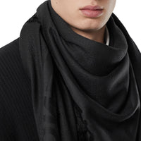 Grand carré en jacquard de soie et laine - Black