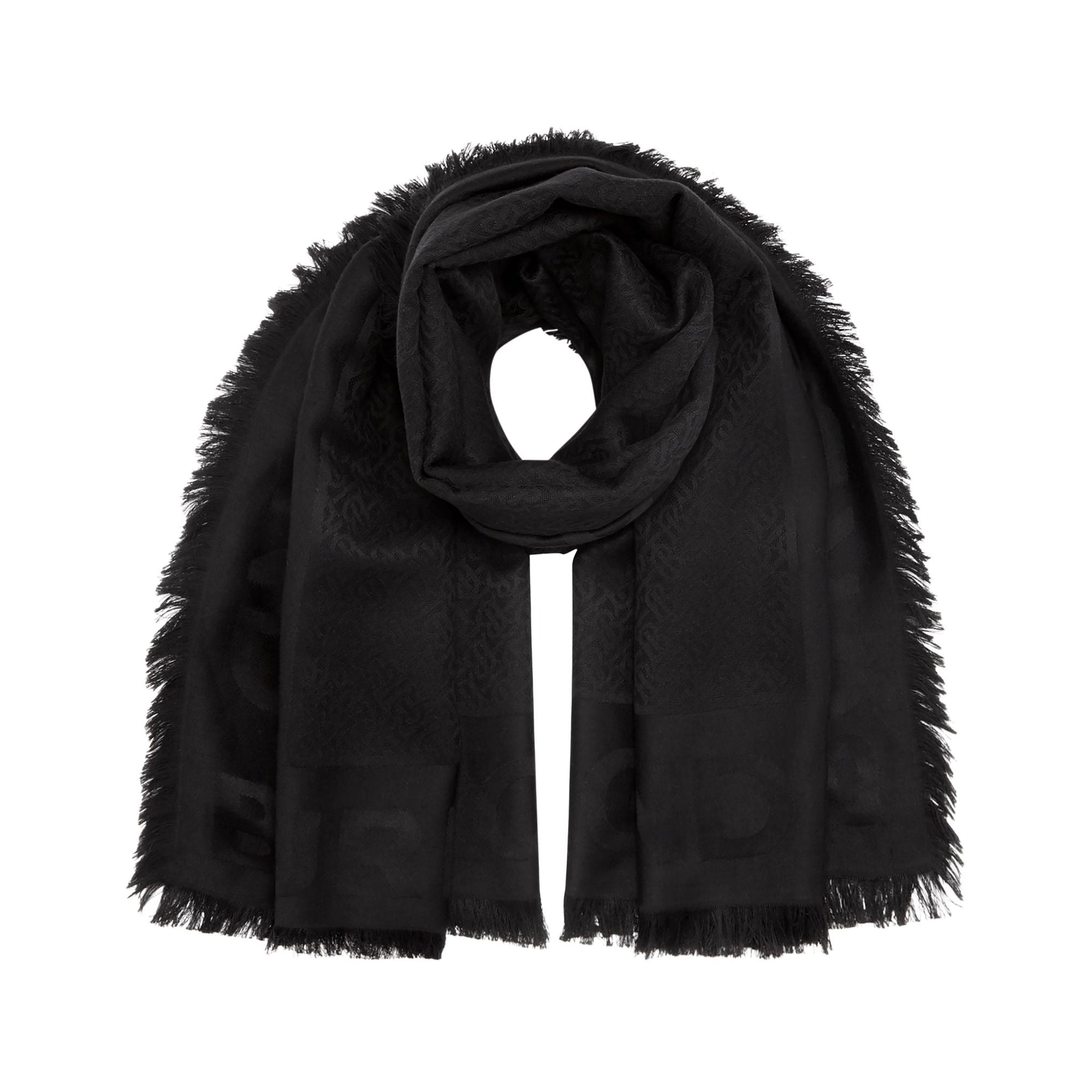 Grand carré en jacquard de soie et laine - Black