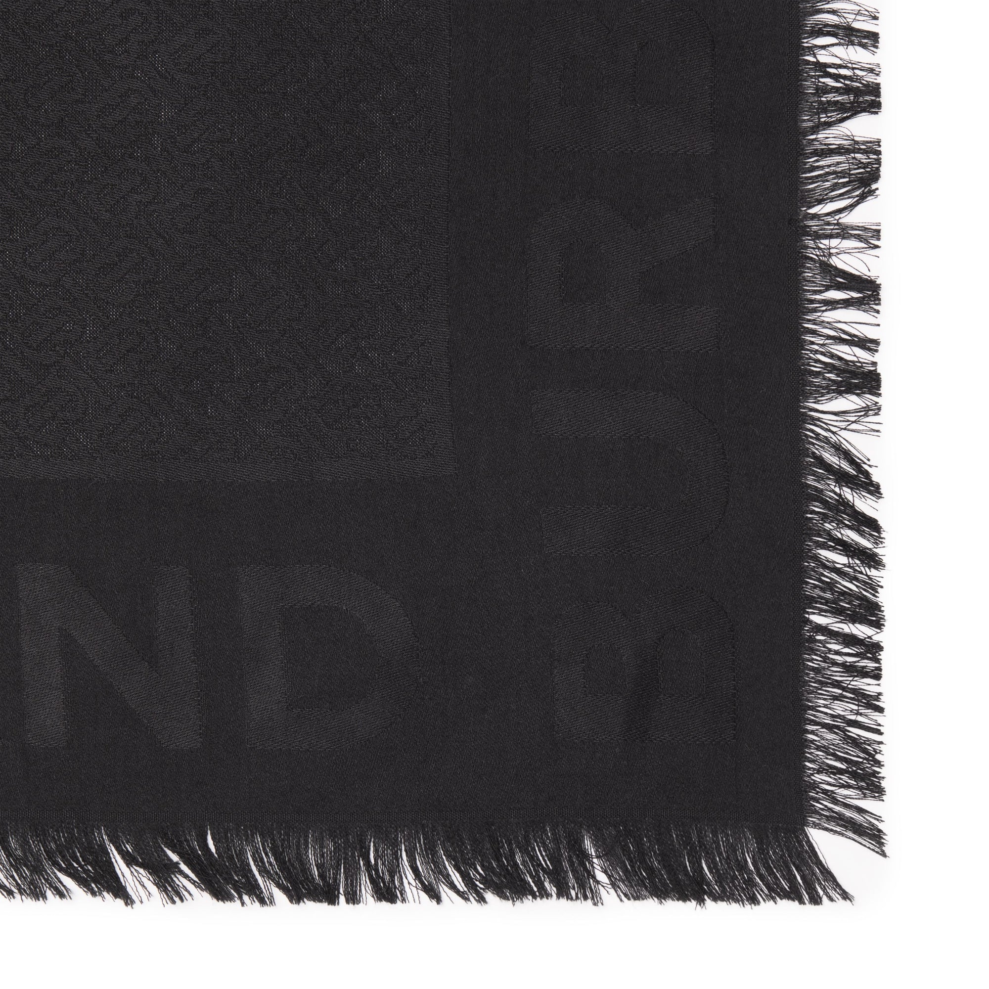Grand carré en jacquard de soie et laine - Black