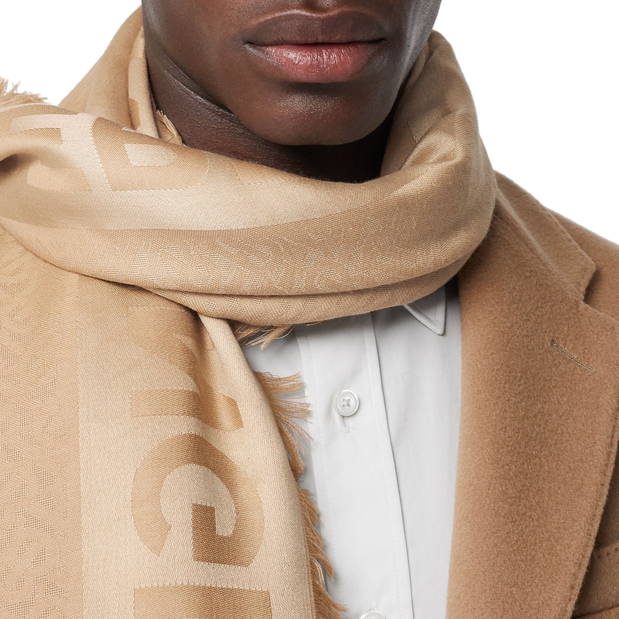 Grand carré en jacquard de soie et laine - Honey