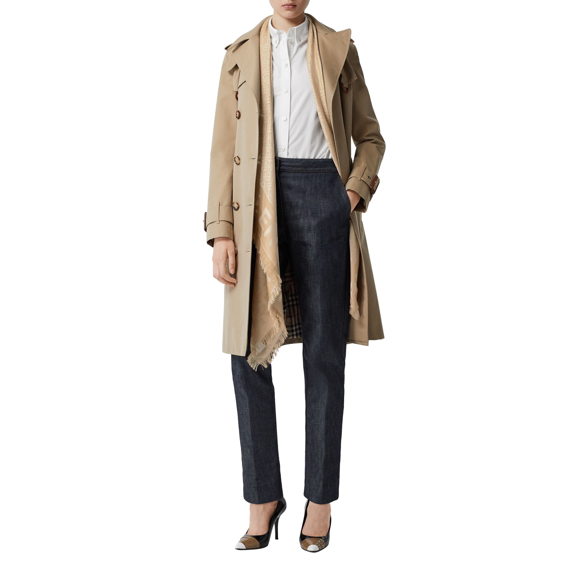 Grand carré en jacquard de soie et laine - Honey