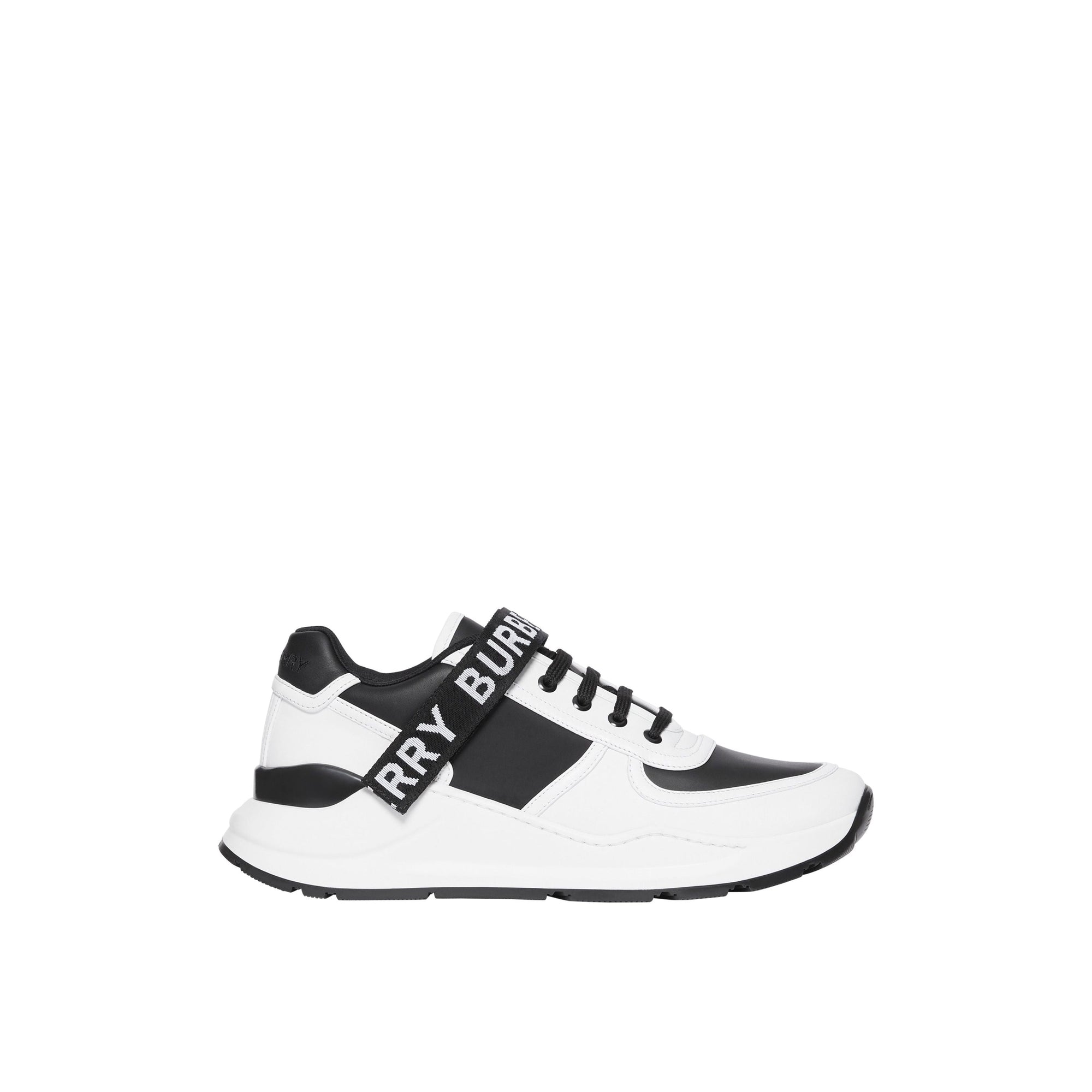Sneakers en cuir à logo - Black & Optic White