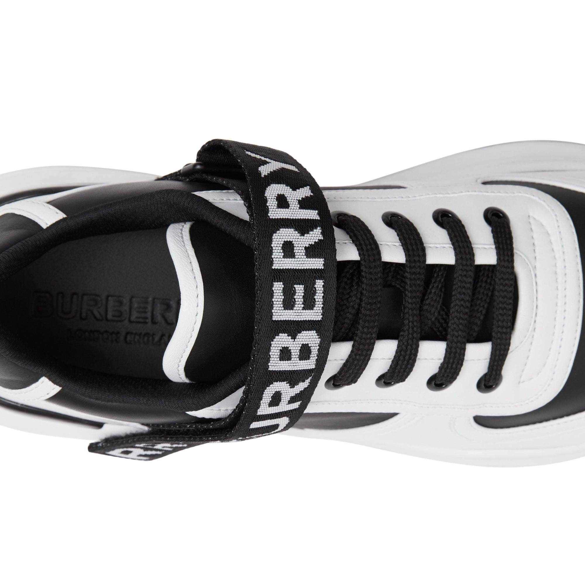 Sneakers en cuir à logo - Black & Optic White