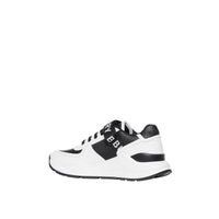 Sneakers en cuir à logo - Black & Optic White