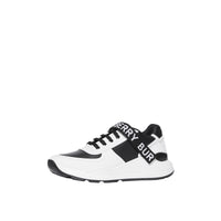 Sneakers en cuir à logo - Black & Optic White