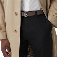 Ceinture large réversible en cuir - Black & Brown