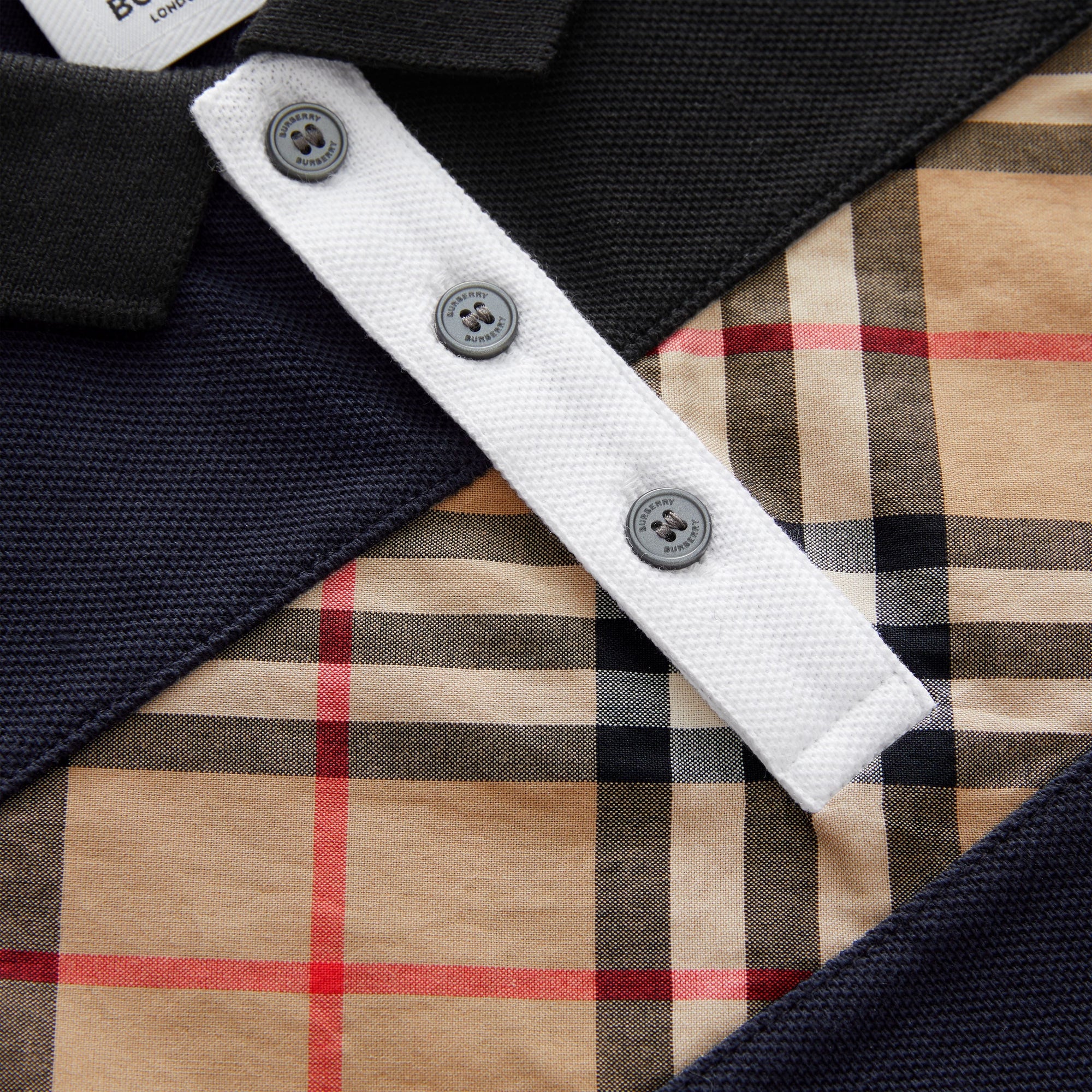 Polo pour enfant en coton Vintage Check - Navy