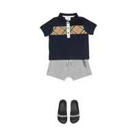 Polo pour enfant en coton Vintage Check - Navy