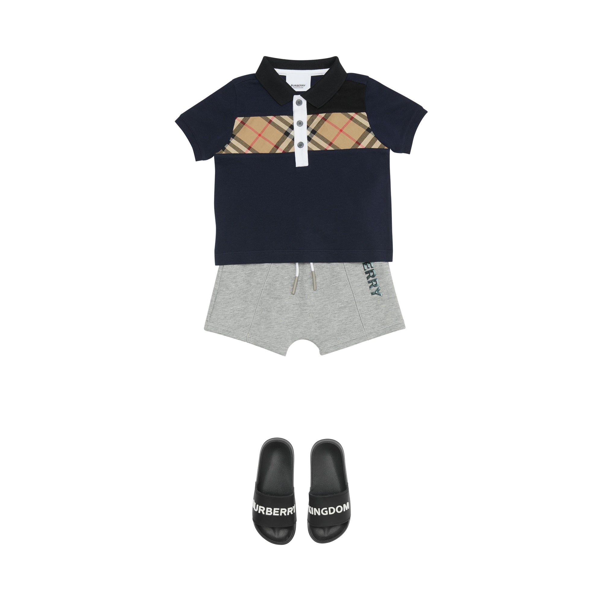 Polo pour enfant en coton Vintage Check - Navy