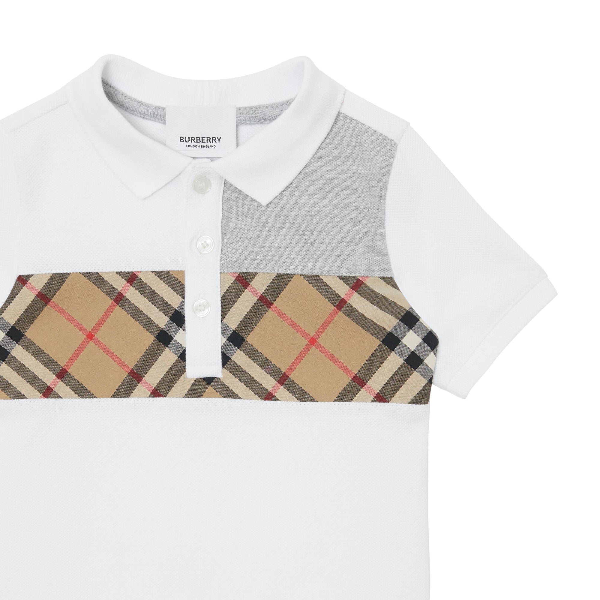 Polo pour bébé en coton Vintage check - White