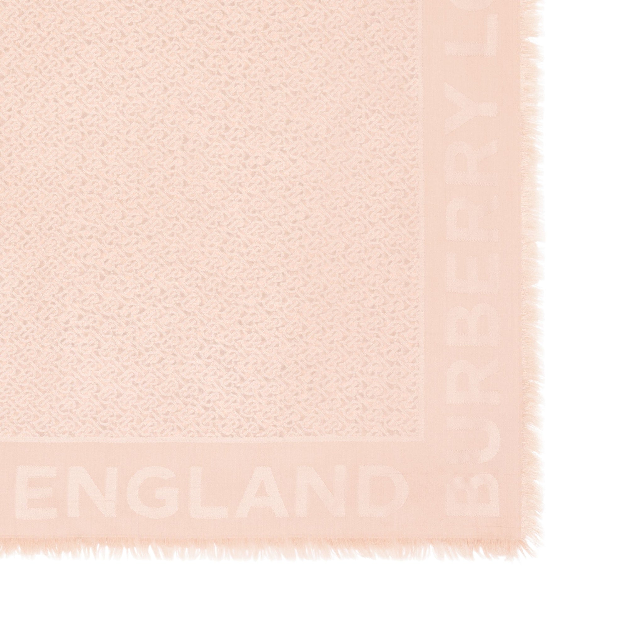 Grand carré de soie et laine en jacquard - Rose Beige