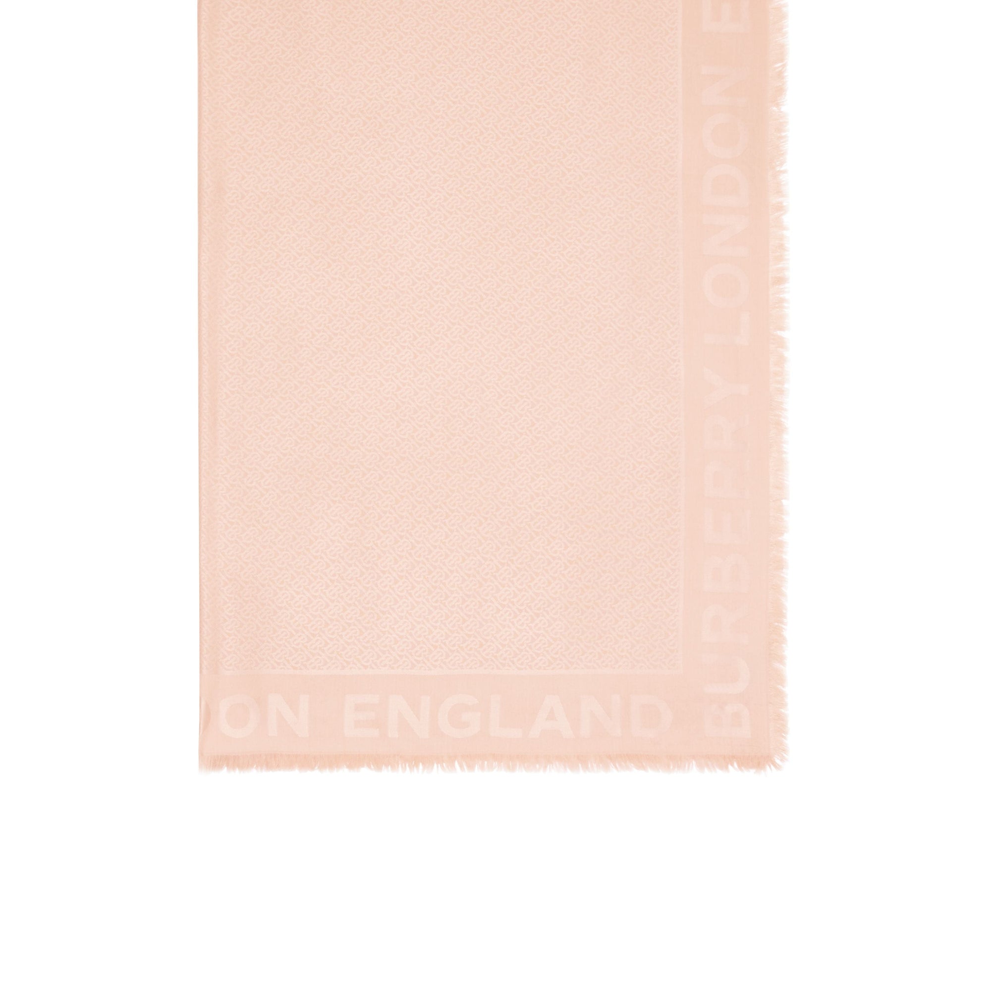 Grand carré de soie et laine en jacquard - Rose Beige