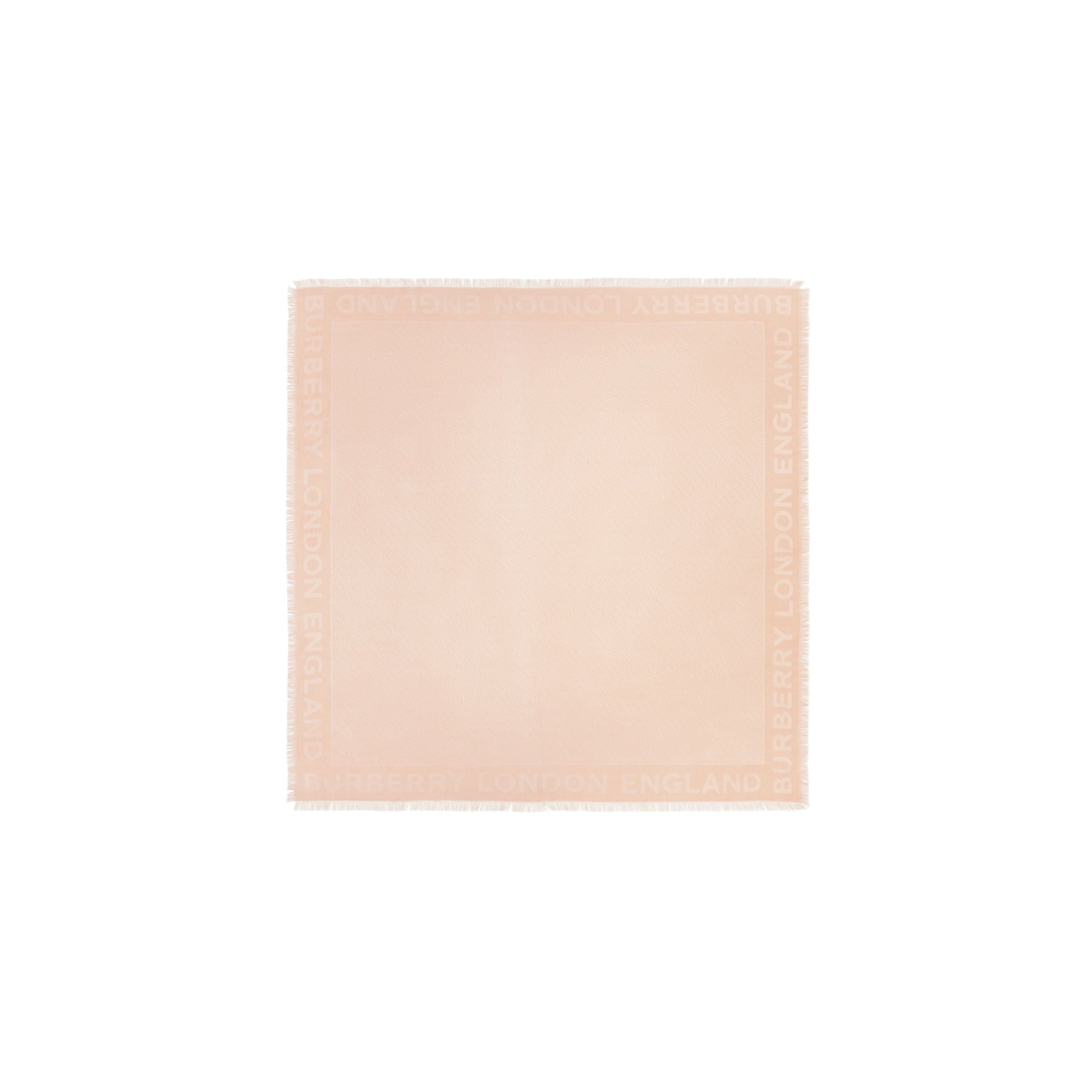 Grand carré de soie et laine en jacquard - Rose Beige
