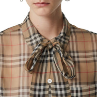 Chemise à col lavallière en soie Vintage Check - Archive Beige Check