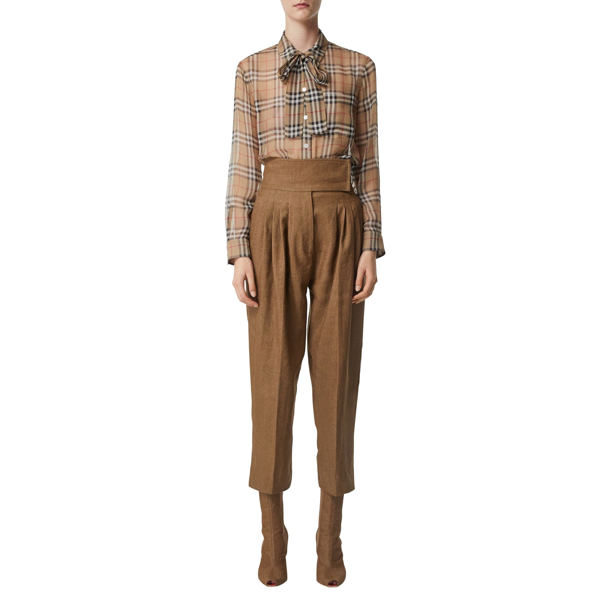 Chemise à col lavallière en soie Vintage Check - Archive Beige Check